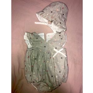 Baby Romper & Matching Bonnet